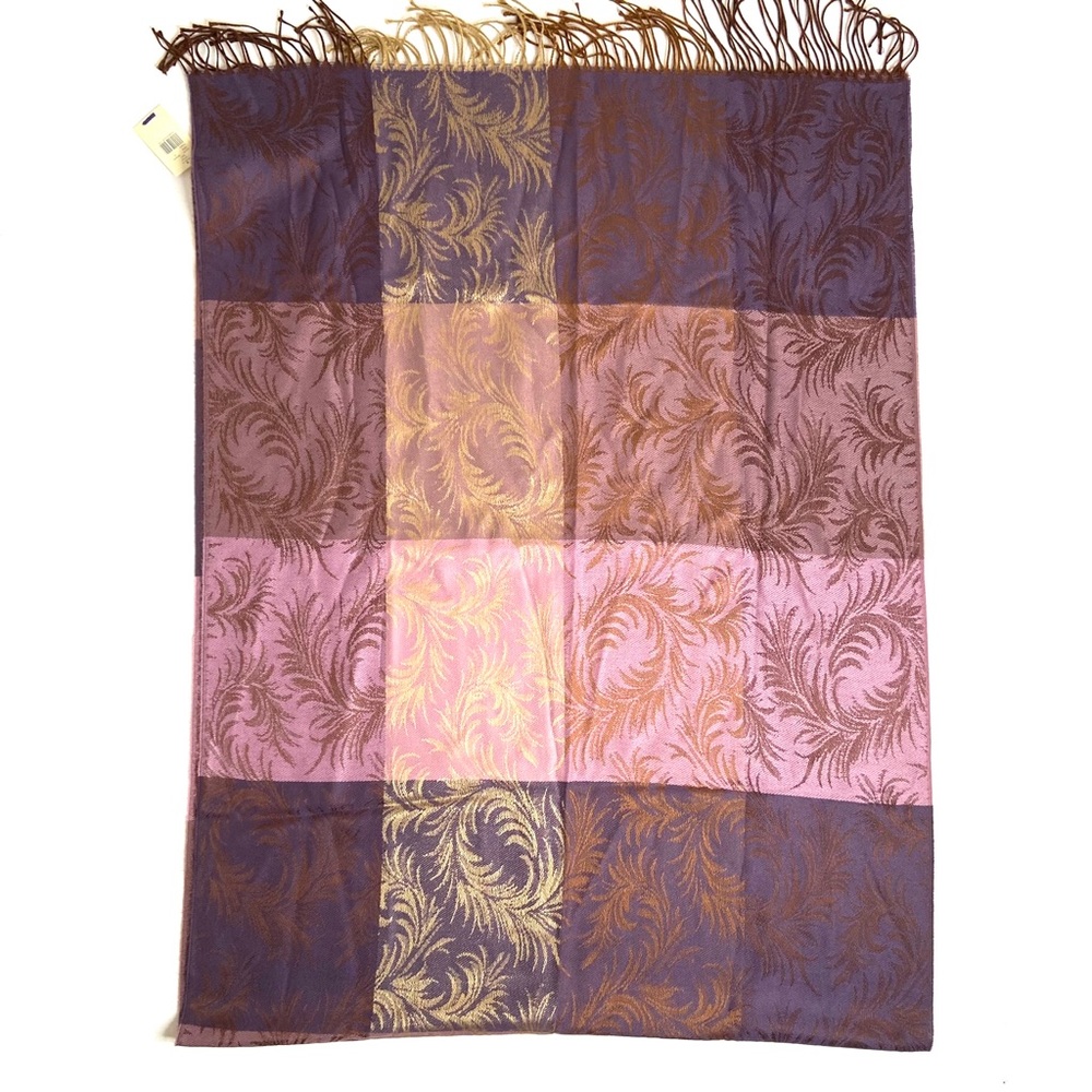 LORD & TAYLOR Purple Jacquard Print Scarf - Picture 9 of 13